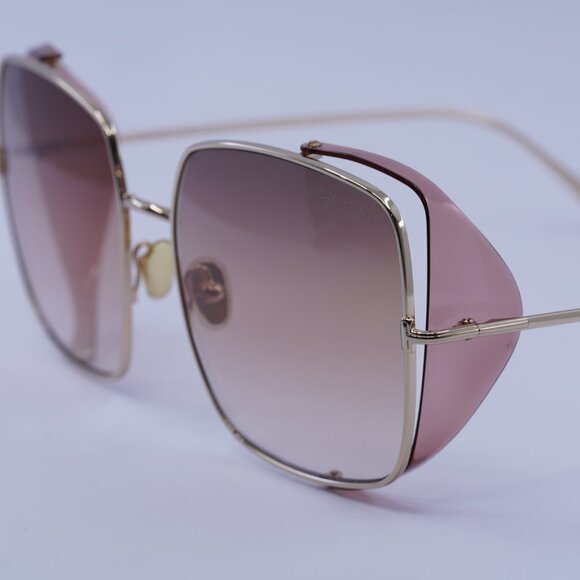 Tom Ford FT0901 28F Toby 02 Sunglasses Gold/Purple Square Frame, Brown Lenses - Picture 9 of 11